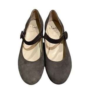 Amalfi by Rangoni Taupe Brown Suede Leather Wedge Mary Jane Shoe Womens 8.5N